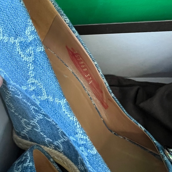 Gucci Monogram Denim Wedges - Picture 8 of 8